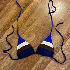 Blue stripped Becca triangle bikini top